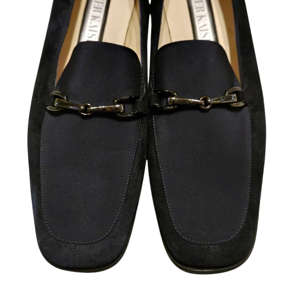 Vintage Peter Kaiser Amelia Navy Suede Seta Leather Lining Loafers Size 8 w/Box